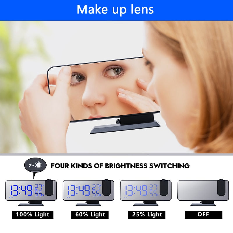 Mirror projection alarm clock