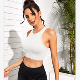 Women's Basic Solid O Neck Rib-Knit Crop Vest