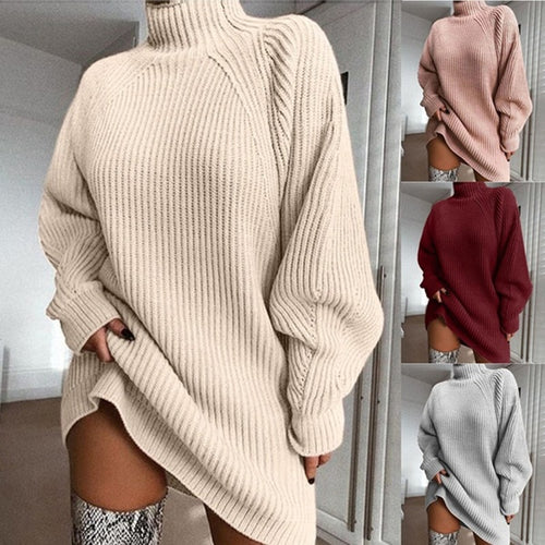 Women Turtleneck Oversized Knitted Dress