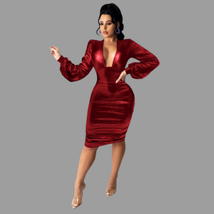 Sexy V Neck Bodycon Female Elegant Party