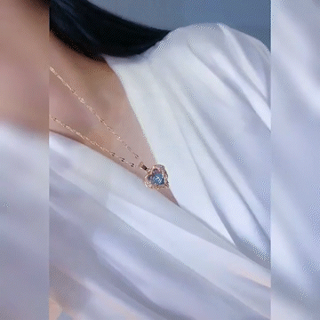 Luxury Zircon Crystal Ocean Heart Pendant Necklace