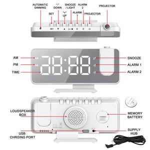 Mirror projection alarm clock